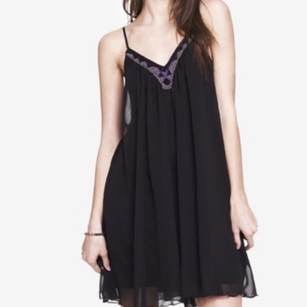 Express | Boho Chiffon Trapeze Beaded Dress